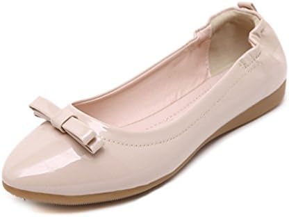 Mineroad Women Closed Toe Breathable Bownot Solid Color Ballet Flats Elegant Pointed Casual Shoes Apricot UK 6.5