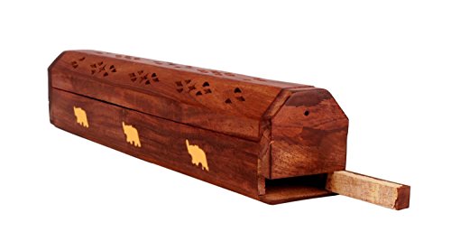 Geschenk Ihr Valentinsgruß auf speziellem Tag Holzsarg Räuchergefäss, Messingeinlagen & Speicherabteil Räucherstäbchenhalter , dekorative Räucherstäbchenhalter , Antik Räucherstäbchenhalter