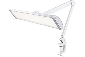 Neatfi 3,500 Lumens Ultra LED Touch Control Task Lamp with Clamp, 66CM Wide, Dimmable, 5 Brightness Levels, 5600K-6500K Color Temperature, 45W Super Bright Desk Lamp, Eye-Caring LED Lamp (White)