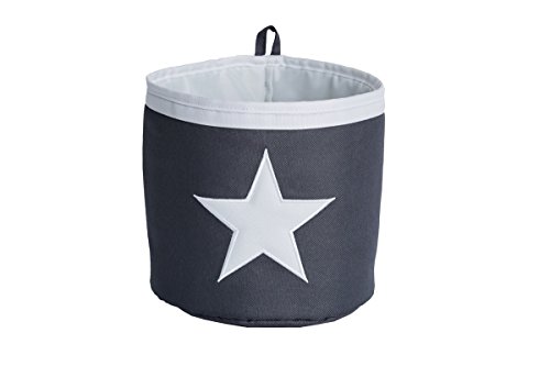 STORE,IT 671817 Aufbewahrungskorb mit Aufgenähtem Stern, Polyester, Grau/ Weiß, 17 x 17 x 17 cm