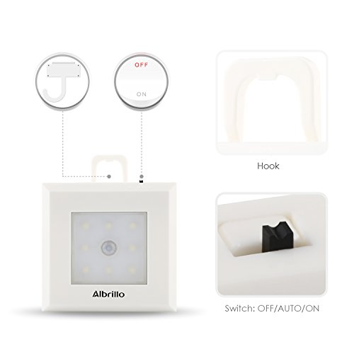 Albrillo Kabellos LED Nachtlicht mit Bewegungsmelder 8 LEDS Auto EIN/AUS - 4