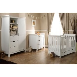 Obaby Lincoln Mini Sleigh 3 Pc Nursery Furniture Set - White