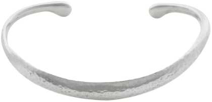 Dower &amp; Hall Nomad Solid Sterling Silver Hammered Curved Torque Bangle
