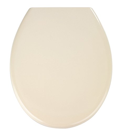 Wenko Premium WC-Sitz Ottana Beige, Toilettensitz mit Absenkautomatik & rostfreier Fix-Clip Edelstahlbefestigung, Duroplast WC Sitz, antibakteriell, 37,6 x 45,2cm