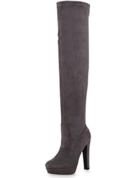 Gefütterte Damen Overknees Langschaft Stiefel Stiletto