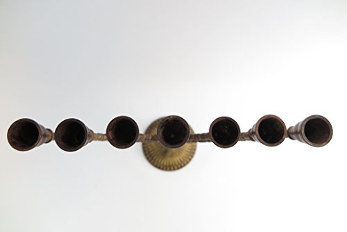 Leuchter BRAUN RUSTIKAL 29cm Jüdischer Kerzenleuchter Menorah Messing Chanukka - 5