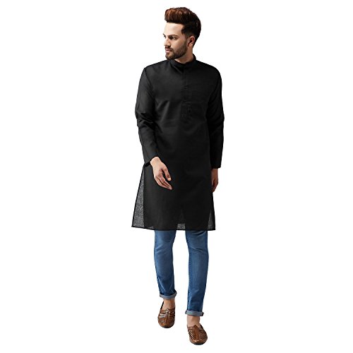 Sojanya (Since 1958), Mens Black Cotton Only Long Kurta RS.799 (73.00% Off) - Amazon Sojanya (Since 1958), Mens Black Cotton Only Long Kurta RS.799 (73.00% Off) - Amazon
