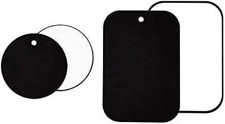 MYTK 4 pack Replacement Metal Plates Kits for Magnetic Car Mount &amp; Magnet Dashboard Windshield &amp; Vent Holders, Double Side Adhesive Backing,2 Round 2 Rectangle. (4)