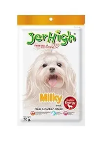 Jerhigh Chicken Dog Treats, Human Grade High Protein Chicken, Fully Digestible Healthy Snack & Training Treat, Free from by-Products & Gluten, Milky 70gm (3 X 70g) Sold by DogsNCats