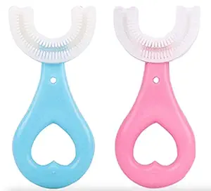 Koshiya Children Infant Toothbrush 360 Degree U-shaped For 2-6 Years Mouth-Cleaning Silicone Clean Brushing Kids Teeth Dental Care Hand-Held Version (multi-color) (1)