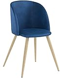 EGGREE Let de 2 Fauteuil en Tissu Velours Rétro, Scandinaves Fauteuil Rembourré pour sSalle à Manger Salle S'attente Salon Mobilier Moderne de Bureau - Bleu