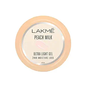 Lakme Peach Milk Ultra Light Gel, Lightweight, Non Sticky, Locks Mositure for 24hrs, Moisturizer For Soft And Glowing Skin, 150 g