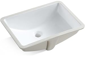 MEJE #202F-1_20.9 Pulgadas Fregadero de Porcelana, Lavabo Rectangular para Encimera, Blanco