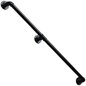 Handrails, Iron art Retro Water pipe stairs armrest Fence attic Railings indoor External defense bar Do the old Grab bar black 0.5 / 1 / 1.5 / 2 (m) ( Size : 0.5m )