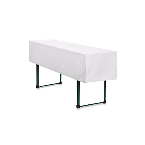 Biertischhusse 220x70 cm, halblang, Weiß, gewebtes Polyester, für Biertisch, Tischhusse, Festzeltgarnitur, Bierzeltgarnitur, pflegeleicht, bügelfrei, Überwurf, Tischwäsche