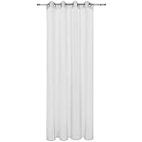 Beautissu® Transparenter Ösen-Vorhang Amelie – 140×245 cm Weiß Uni – Voile Dekoschal Gardine Ösenschal Fenster-Schal - 4