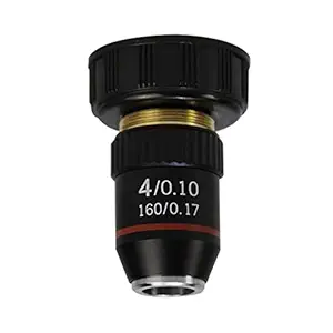 Reticle Optics 4X Microscope Objective Lens | DIN Standard 160/.17 | 20.2MM Interface | Lab Quality Objective Lens for Compound Biological Microscopes