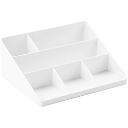 InterDesign Linus système de rangement pour lettres et fournitures de bureau, trieur de courrier en plastique, rangement pour bureau, blanc