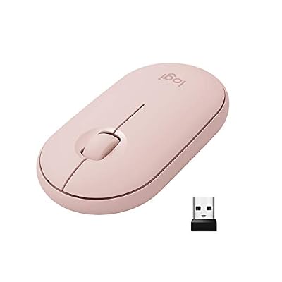 Logitech M350 Pebble Souris Sans Fil, Bluetooth ou 2,4 GHz avec Mini Récepteur USB, Souris pour Ordinateur avec Clic Sliencieux, Portable/Notebook/PC/Mac/iPad OS - Rose