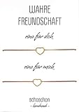  SCHOSCHON Damen Freundinnen/Mutter Tochter Armband Set Herz 925 Silber vergoldet  Beste Freundin Schmuck Geschenk