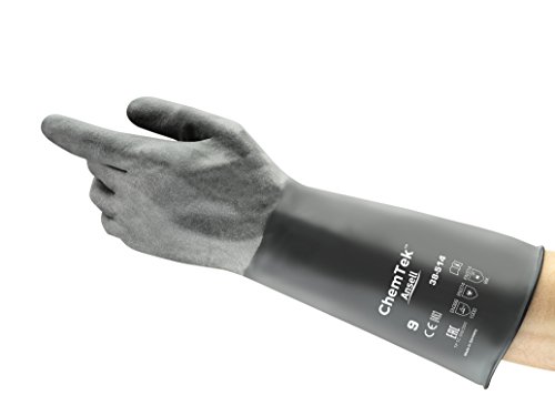 Ansell ChemTek 38-514 Butyl/Viton Handschuhe, Chemikalien- und Flüssigkeitsschutz, Schwarz
