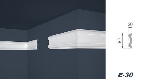 10 Meter Flachleisten Wandprofile Dekor Stuck Innen hart 20x80mm, E-30 - 2