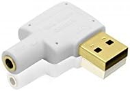 Cablesson USB to Audio Converter (White) - Plugable USB Audio Adapter with 3.5mm Jack connector - USB 2.0 (Type-A) - Raspberry Pi, Beaglebone
