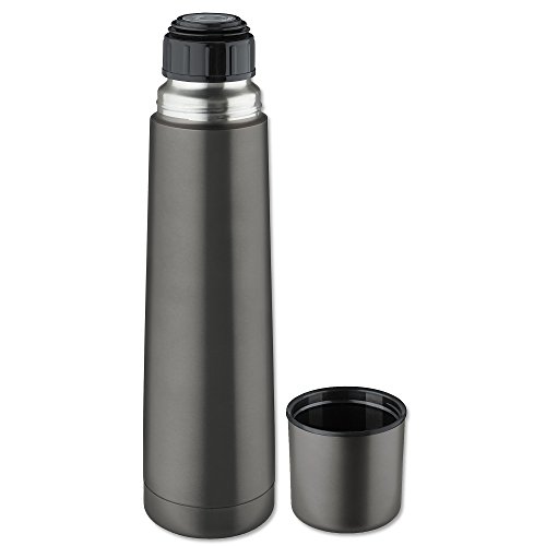Isosteel VA-9554QAT Isolierflasche 0,9 L, 18/8 Edelstahl mit Quickstop-Einhandausgießsystem und Trinkbecher, titan-grau - 6