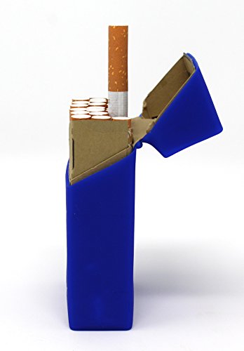 2x Zigarettenbox aus Silikon – Sterne dunkelblau und hellblau – Zigarettenhülle – Zigarettenetui – passend für eine Zigarettenschachtel in Standardgröße - 3