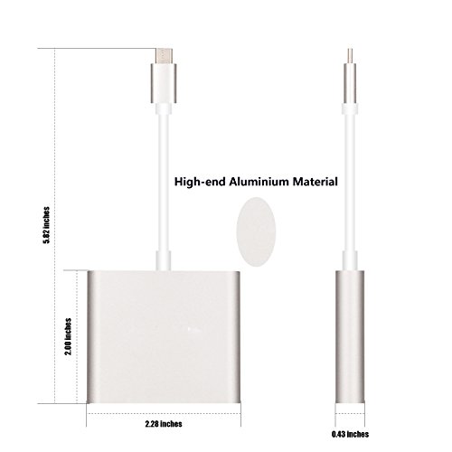 Typ C USB 3.0 Hub mit Ladeanschluss ZEDELA&HDMI Port/Typ-C Port&USB 3.0 Port für Windows 7/8/10, Macbook OS 10.8 oder weitere Versionen, Chrome OS (Silber)+1.5M HDMI Cable - 3