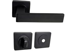 KLOSE BESSER Par de manijas de puerta sobre rosetas de aluminio cuadradas negras "NATALYA" - +1 par de rosetas condena