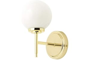 LITECRAFT Preston Wall Light Bathroom 1 Arm with Glass Globe Shade - (Brass)
