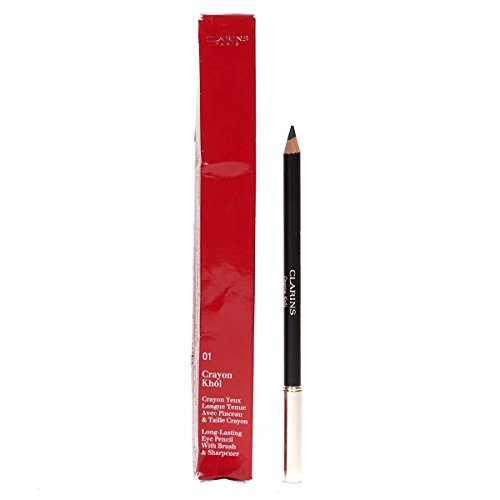CLARINS CRAYON KHOL LONG LASTING EYELINER EYE PENCIL WITH SHARPENER AND BRUSH 01 CARBON BLACK - BRAND NEW IN A DAMAGED BOX