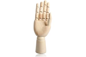 Quickdraw Supplies 12" 30cm Left Hand Wooden Body Artist Model Jointed Articulated Flexible Fingers Wood Sculpture Mannequin Model