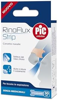 Pic Solution RinoFlux Strip Cerotti Nasali Respira bene, facilitano la respirazione, Donano immediato sollievo dai disturbi della Congestione Nasale, Confezione da 30 Pezzi, Dimensioni Standard