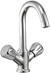 Drizzle Basin Mixer Conty Brass Chrome Plated/Centre Hole Basin Mixer/Pillar Cock Tap/Water Mixer Tap For Wash Basin/Bathroom Tap/Quarter Turn Foam Flow Tap