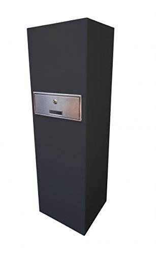 pulverbeschichtete Säule mit Briefkasten und individueller Hausnummer schwarz 100x30x30cm - 2