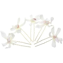 5x Horquillas de Flores Guirnalda Cilp de Pelo Adorno para Cabello Decoración Nupcial Boda - Blanco