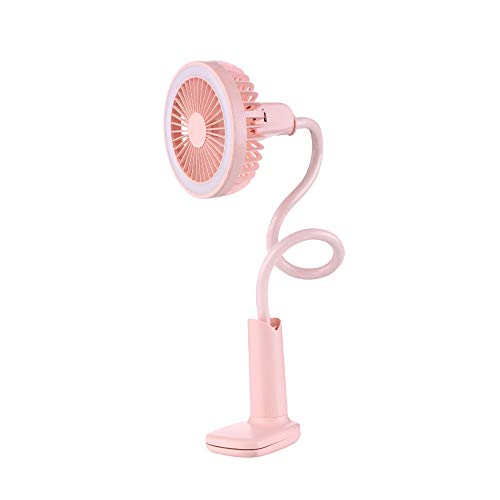 Preisvergleich Produktbild SLLY USB-Ladeklammer Dusche Schreibtischlampe Schreibtisch Kinderwagen Schlafsaal Nachttischventilator, rosa