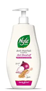 Nyle Naturals Anti Dandruff 2 In1 Shampoo With Active Conditioner, With Onion and Methi, Gentle and soft shampoo , PH balanced and Paraben free, For Men and Women, 400ml