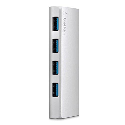 Belkin 4-Port USB 3.0 Hub USB-C auf USB-A (inkl. USB-C/3.1-Micro-B-Kabel, geeignet für MacBooks und Notebooks mit USB-C Anschluss), silber - 3