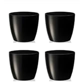 Yakut İ&ccedil; Mekan Saksı &ndash; 3&rsquo;l&uuml; Parlak Siyah | 0,68 Litre | 15x13 cm | Fazla Suyu Ayıran Tabanlı Saksı
