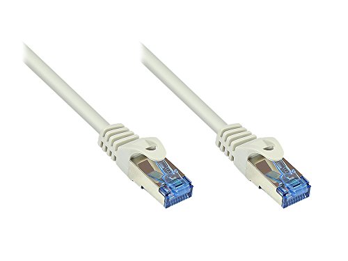 kabelmeister® Cat.6A Ethernet LAN Patchkabel mit Rastnasenschutz - S/FTP, PiMF, PVC, 500MHz, halogenfrei- 10-Gigabit-fähig - grau, 3m