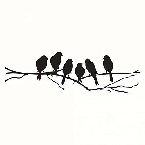 Cdet Aufkleber Schwarz und Weiß skizzieren Selbstklebender Kleber Dekoratives Klebeband Notizbuch/Mauer/Keramikfliese/Glas/Küche/Geschenk/Auto/Galerie DIY Fensterbilder Fensterfolien (Vögel Streit)