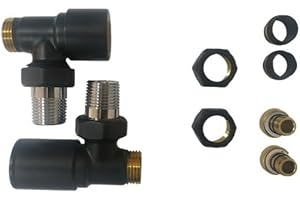 facula - Kit Vávula+Detentor Negro | Medida y Conexión:1/2" | Adaptadores para Tubo de Cobre Ø15 y Multicapa Ø16x2mm