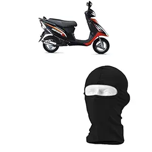 Autokraftz Black Bike Full Face Mask For Men and Women For Tvs Scooty Streak (Medium)