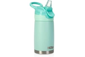 Nuby Thirsty Kids No Spill Flip-It Reflex rostfritt stål resekopp, 30 ml, aqua