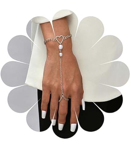 TseenYi Bracciale Anello Catene Mano Cristallo D'argento Fiore Dito Catena Schiavo Imbracatura Gioielli Di Nozze Per Donne E Ragazze