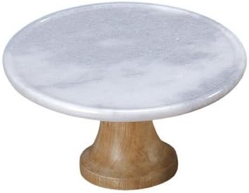 Creative Home Marble &amp; Mango Wood Cake Stand, 10, White by Creative Home