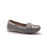  Angkorly - Zapatillas Moda Náuticos Mocasines Estilo Marino Vendimia/Retro Casual/Informal Mujer Pajarita Bicolor líneas 1 CM - Gris YJ666 T 39